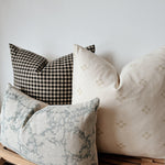 Black & Tan Gingham Linen Pillow Cover