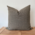 Black & Tan Gingham Linen Pillow Cover