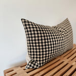 Black & Tan Gingham Linen Pillow Cover