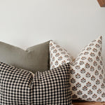 Black & Tan Gingham Linen Pillow Cover