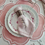 Pink Embroidered Placemats, Dinning Table Placemats, cloth cocktail Placemats Dinner Table Set, Pink Table Linen decor, Wedding table decor