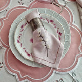 Pink Embroidered Placemats, Dinning Table Placemats, cloth cocktail Placemats Dinner Table Set, Pink Table Linen decor, Wedding table decor