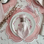 Pink Embroidered Placemats, Dinning Table Placemats, cloth cocktail Placemats Dinner Table Set, Pink Table Linen decor, Wedding table decor