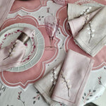 Pink Embroidered Placemats, Dinning Table Placemats, cloth cocktail Placemats Dinner Table Set, Pink Table Linen decor, Wedding table decor