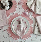 Pink Embroidered Placemats, Dinning Table Placemats, cloth cocktail Placemats Dinner Table Set, Pink Table Linen decor, Wedding table decor