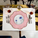 Table Linens Light pink embroidered PlaceMats and Cotton wave scallop cloth cocktail Placemats,fathers day gift