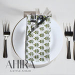 Napkin,Emerald Green-Indian Block Printed-Floral Cotton Dining Table Daily Use Napkins, Farmhouse Wedding Event Home Party Napkins 18x18