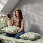 Block Print Boho Cushion Cover With Frill Handmade Cotton Bed Throw Pillows, bohemian pillow cushion cover vintage home decor frill cushion