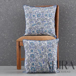 Indian Hand Block Printed Cotton Throw Pillow Cover for Farmhouse, Preppy, Boho, Home Décor, Floral, Decorative Couch Pillow- Aqua Blue