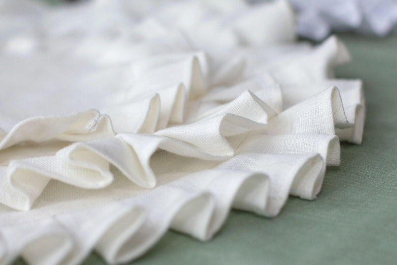 Round Ruffled Linen Placemat - One Layer Linen Placemat - Organic Linen Fabric - Linen Mat