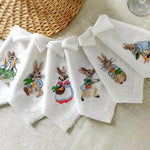 Easter Bunny Embroidered Linen Napkins, Set of 6, Cloth Napkins for Table Decor, Holiday Tableware, Easter Brunch Essentials, Hostess gift