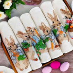 Easter Bunny Embroidered Linen Napkins, Set of 6, Cloth Napkins for Table Decor, Holiday Tableware, Easter Brunch Essentials, Hostess gift