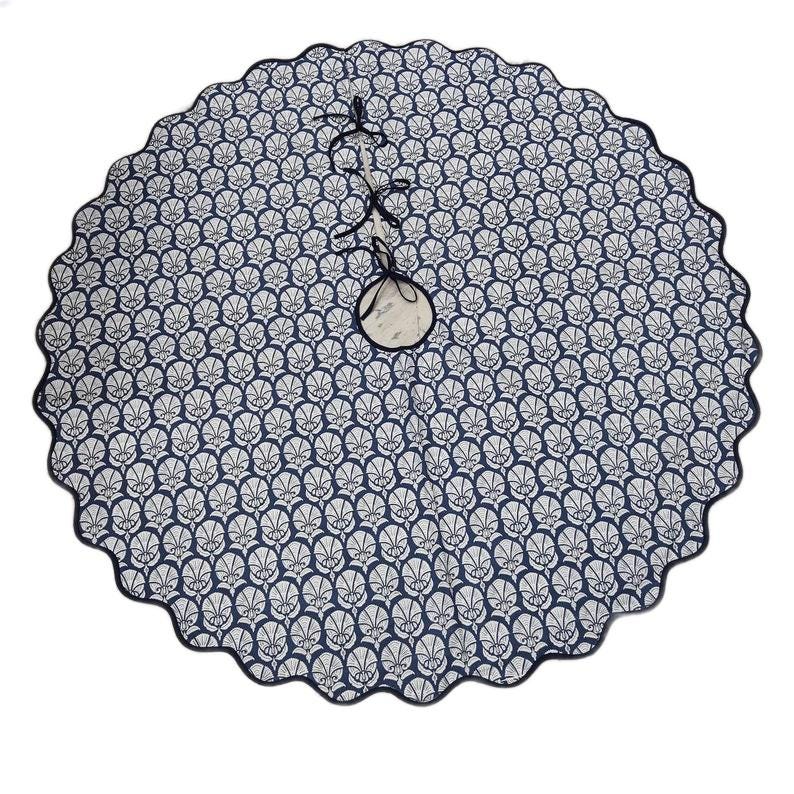 Christmas Scalloped piping green TREE skirt, printed blue tree skirt, striped tartan tree skirt, Christmas tree skirt