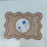 Embroidered Napkins PlaceMat double scalloped mats and Linen wave scallop cloth cocktail Placemats,fathers day gift Set of 2