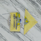 Lemon Napkins, Block Print, Set of 4