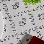 Round Tablecloth, Powder and Pigeon Blue, Green Indian Hand Block Floral Printed Table Cover, Vintage, French Tablecloth, Home and Living