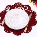 Classic Placemats Red Embroidered Edges for table decor , Bow table linen, Embroidered placemat / Linen placemat / Table decor
