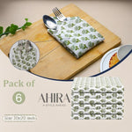 Napkin,Emerald Green-Indian Block Printed-Floral Cotton Dining Table Daily Use Napkins, Farmhouse Wedding Event Home Party Napkins 18x18