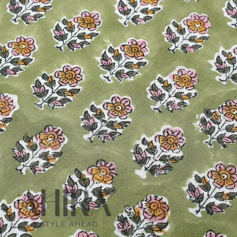 Cotton Indian Hand-Block Printed Tablecloth for Wedding Farmhouse Buffet Housewarming Picnic Boho Home Decor Floral- Jade Green