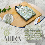 Agate Green Indian Block Printed-Floral Cotton Dining Table Daily Use Napkins, Farmhouse Wedding Event Home Party Napkins 18x18