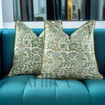 Block Print Boho Cushion Cover With Frill Handmade Cotton Bed Throw Pillows, bohemian pillow cushion cover vintage home decor frill cushion