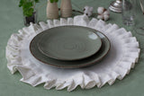 Round Ruffled Linen Placemat - One Layer Linen Placemat - Organic Linen Fabric - Linen Mat