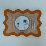 Embroidered Napkins PlaceMat double scalloped mats and Linen wave scallop cloth cocktail Placemats,fathers day gift Set of 2