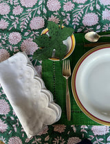 Linen Napkins, Scallop and Dots, Sets of 2, Embroidered Napkins