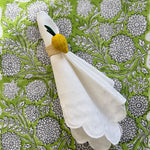 Linen Napkins, Scallop and Dots, Sets of 2, Embroidered Napkins