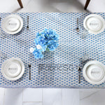 Cotton Indian Hand-Block Printed Tablecloth for Wedding Farmhouse Buffet Housewarming Picnic Boho Home Decor Floral- Apatite Blue