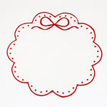 Classic Placemats Red Embroidered Edges for table decor , Bow table linen, Embroidered placemat / Linen placemat / Table decor