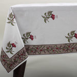 Tablecloth Alabama Crimson Indian Floral Block Printed Dining tablecloth, Fuschia Table Cover, Table Top, Linen Set French Design Home Decor