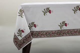 Tablecloth Alabama Crimson Indian Floral Block Printed Dining tablecloth, Fuschia Table Cover, Table Top, Linen Set French Design Home Decor
