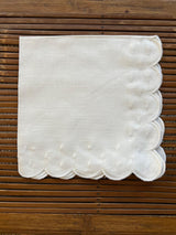 Linen Napkins, Scallop and Dots, Sets of 2, Embroidered Napkins