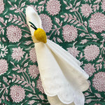 Linen Napkins, Scallop and Dots, Sets of 2, Embroidered Napkins