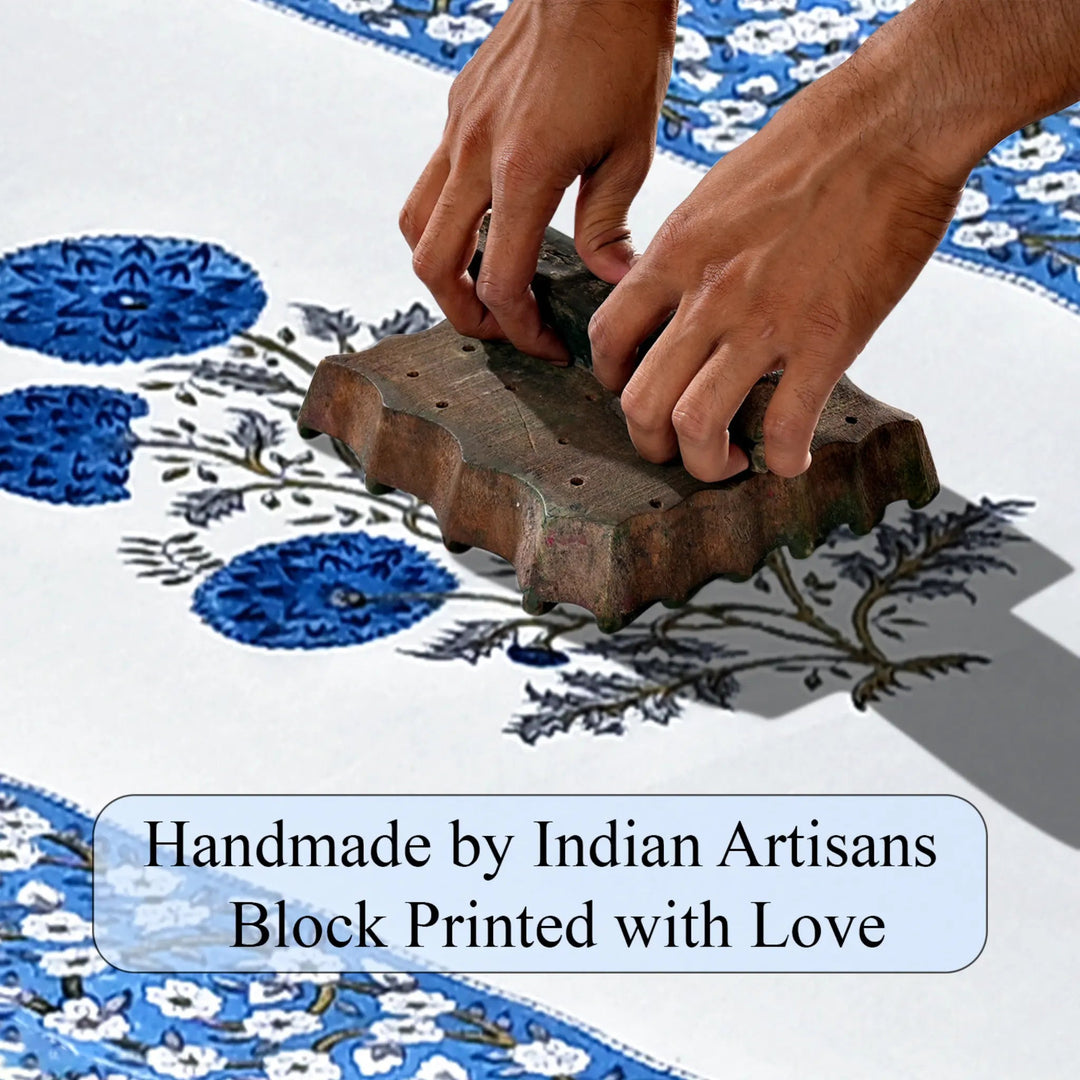Handmade block printing process with text &
