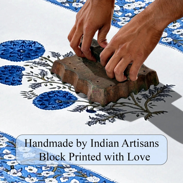 Handmade block printing process with text &