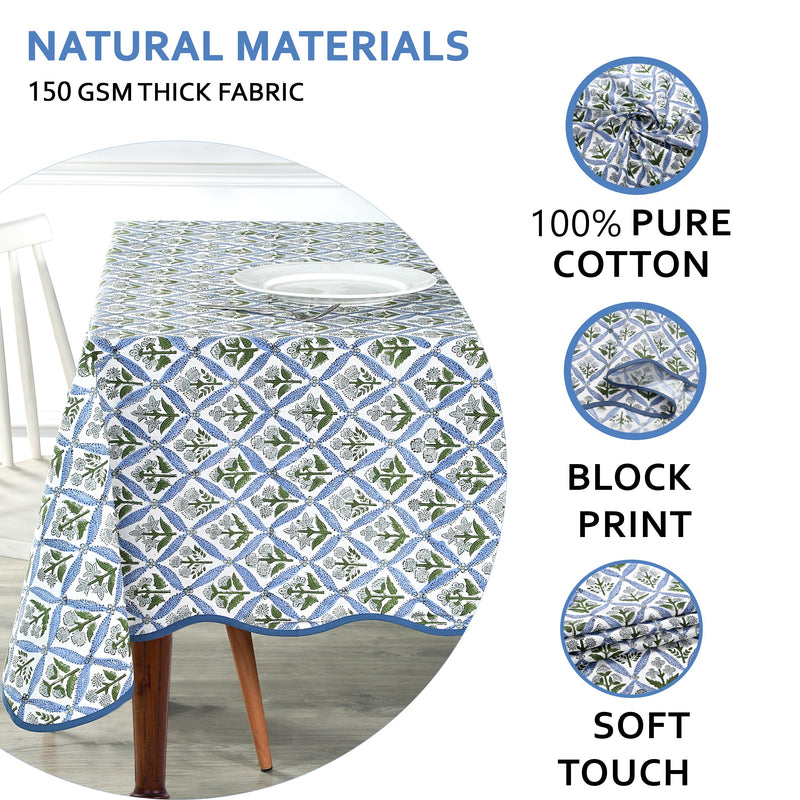 Light Steel Blue with Scallop Piping Tablecloth