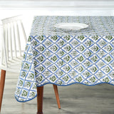 Light Steel Blue with Scallop Piping Tablecloth