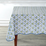 Light Steel Blue with Scallop Piping Tablecloth