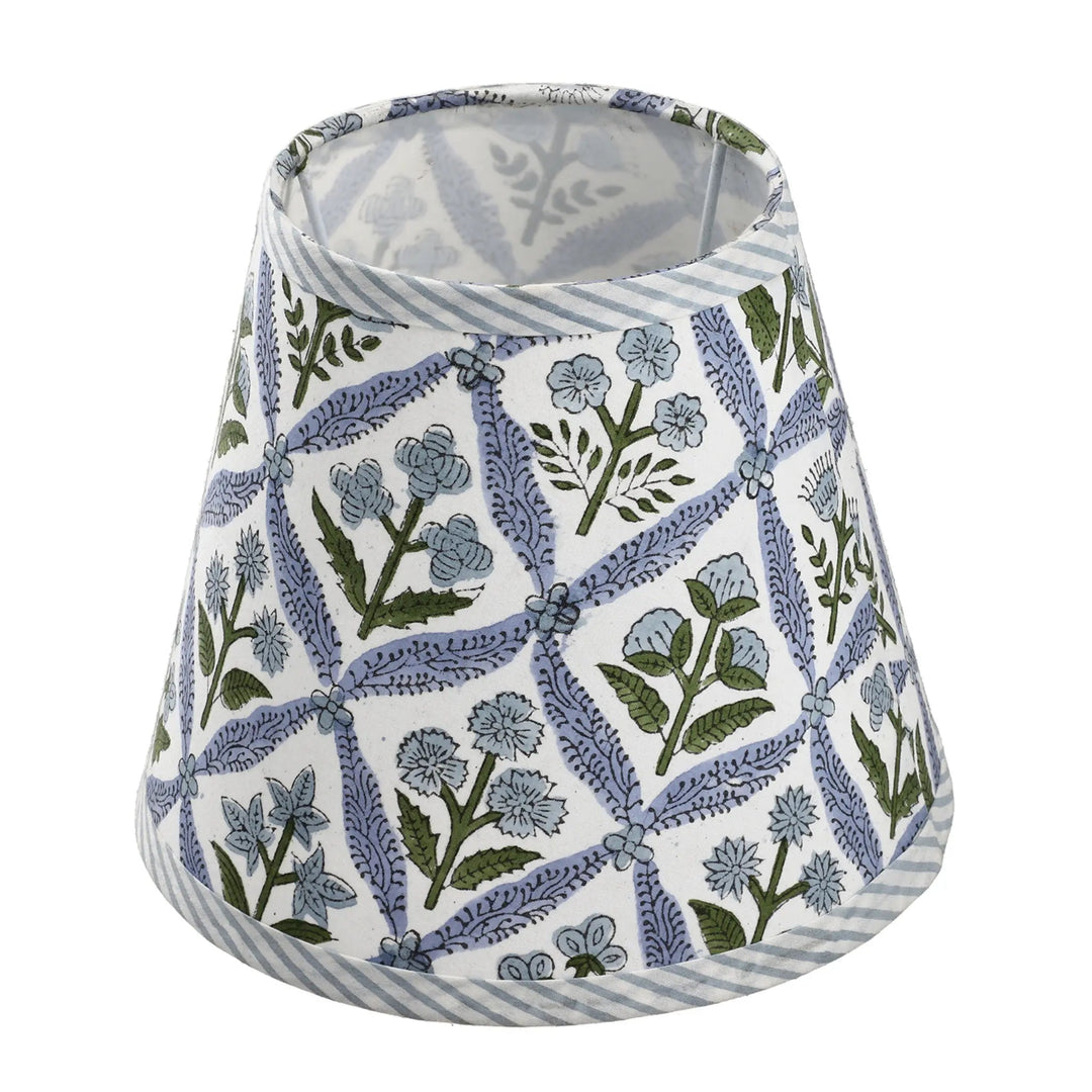 Decorative lampshade with floral pattern on a white background