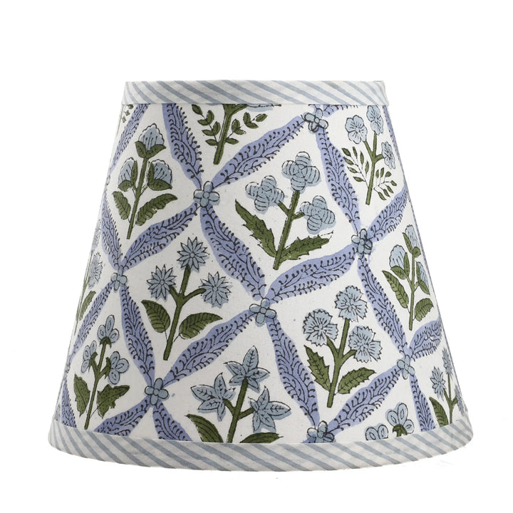 Skirt with floral pattern and striped hem on a white background