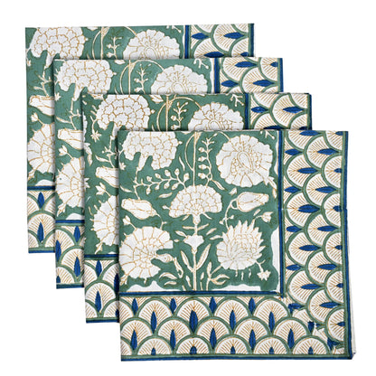 Set of floral patterned napkins on a white background