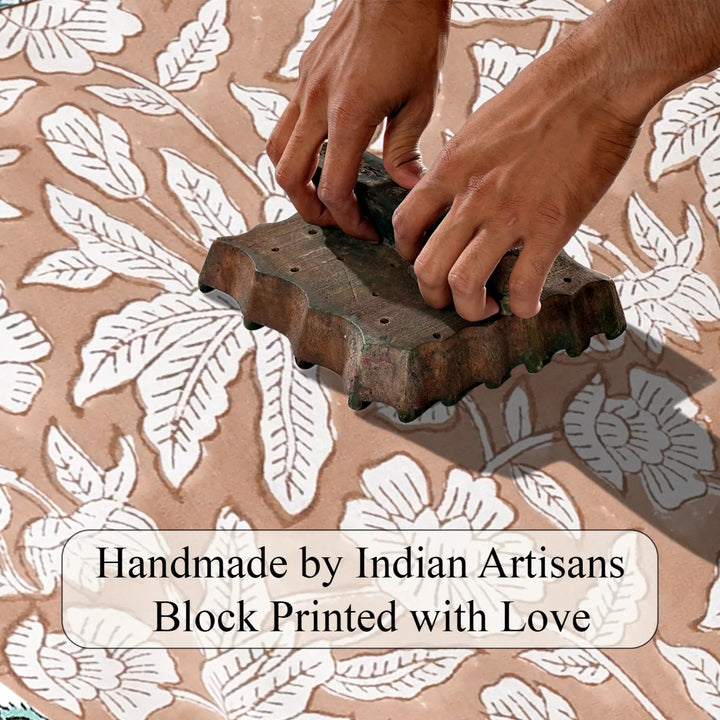 Hand block printing on fabric with text &