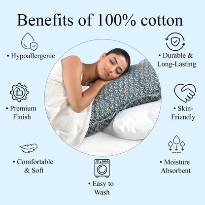 Benefits of 100% cotton pillow cover: breathable, soft, hypoallergenic, skin-friendly, easy to wash.