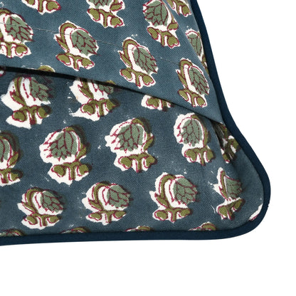 Textile with floral pattern on a blue background