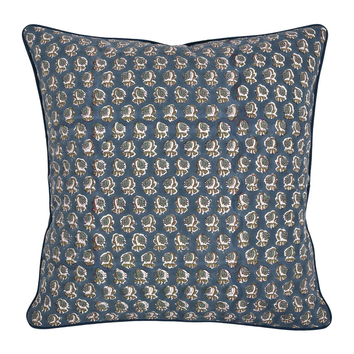 Decorative pillow with a pattern on a blue background