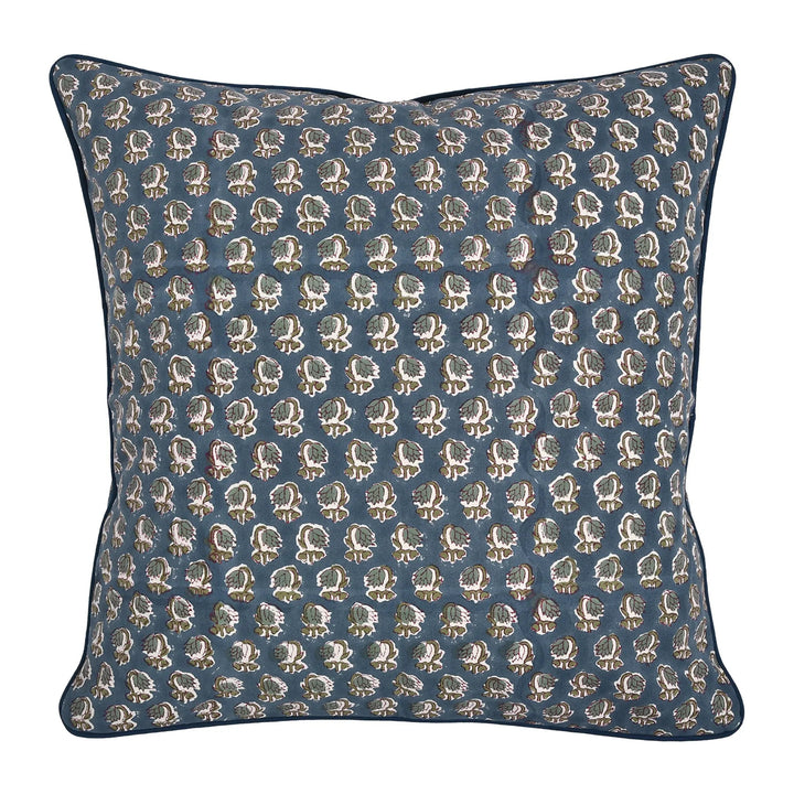 Decorative pillow with a pattern on a blue background