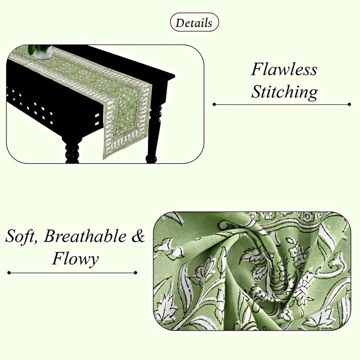 Green patterned fabric with text highlighting &