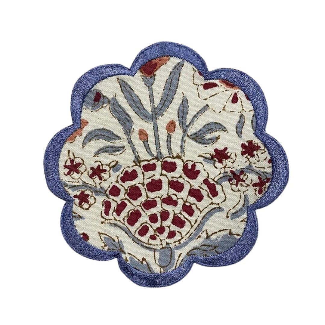 Decorative rug with floral pattern on a white background